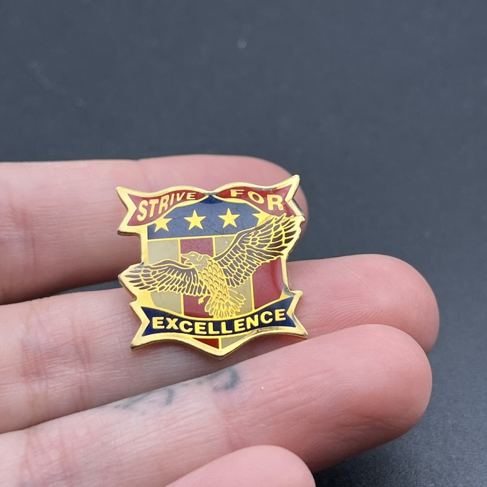 Strive For Excellence American Flag Bald Eagle‎ Lapel Hat Pin